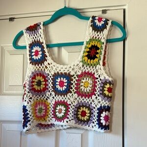 SHEIN Multicolor Crochet Crop Top